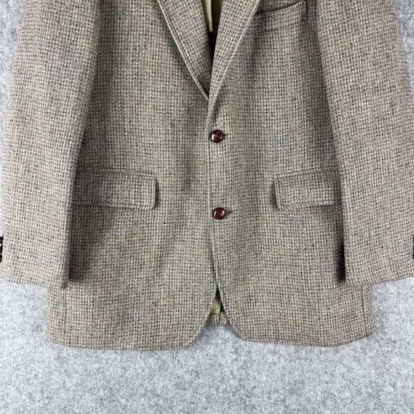 Vintage Culwell & Son Wool Tweed Blazer Sport Coat Mens 42R Beige 2 Button 80s - Picture 3 of 16